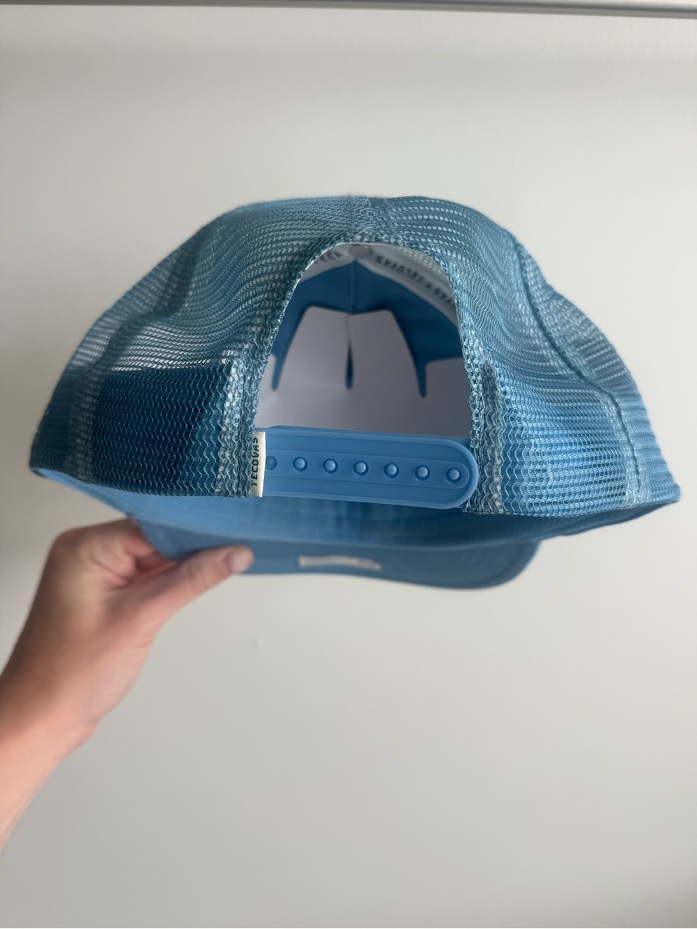 Tecovas Light Blue Trucker Hat with Cream Logo Patch and Green Accent - Picture 5 of 5